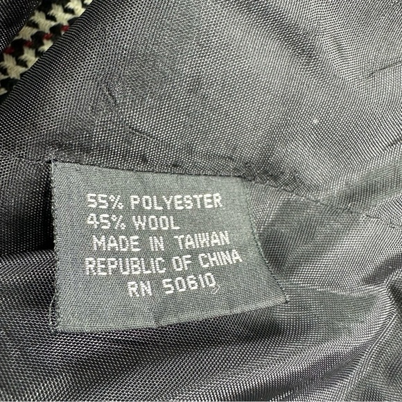 Kasper For ASL Black Houndstooth Blazer Jacket Size 12 Wool Blend Lined Padded - Picture 6 of 10